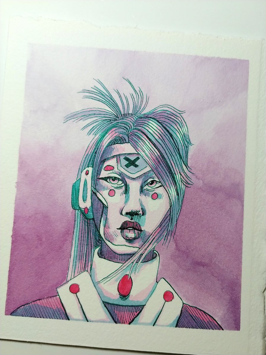 Krisaelaa's tweet photo. Having a fun time with ink!

#cyberpunk #bombayink #drphmartinink #inkpainting #art #cyberpunkartwork https://t.co/zQN38ZZFOu