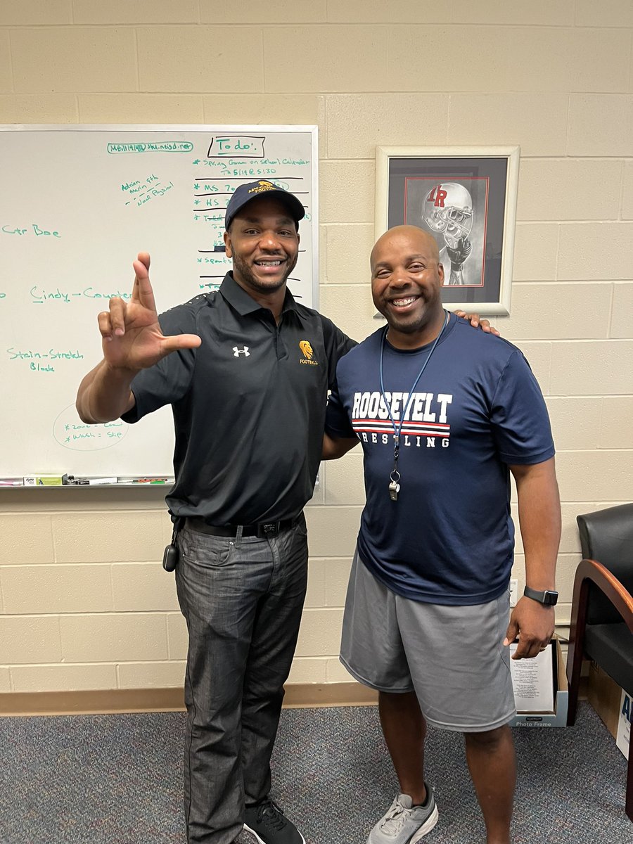 Great visit with <a href="/Lions_FB/">East Texas A&M Football</a> today! Thank you  <a href="/kwilliamscoach/">Kyle Williams</a>  for always recruiting our Rough Riders! 
#recruitRIDERs #VeltNation <a href="/WeAreTRHS/">Theodore Roosevelt High School - NEISD</a> <a href="/EWMS_athletics/">Ed White Athletics</a> <a href="/BoysKrueger/">Krueger Boys Athletics</a> @WoodWranglers