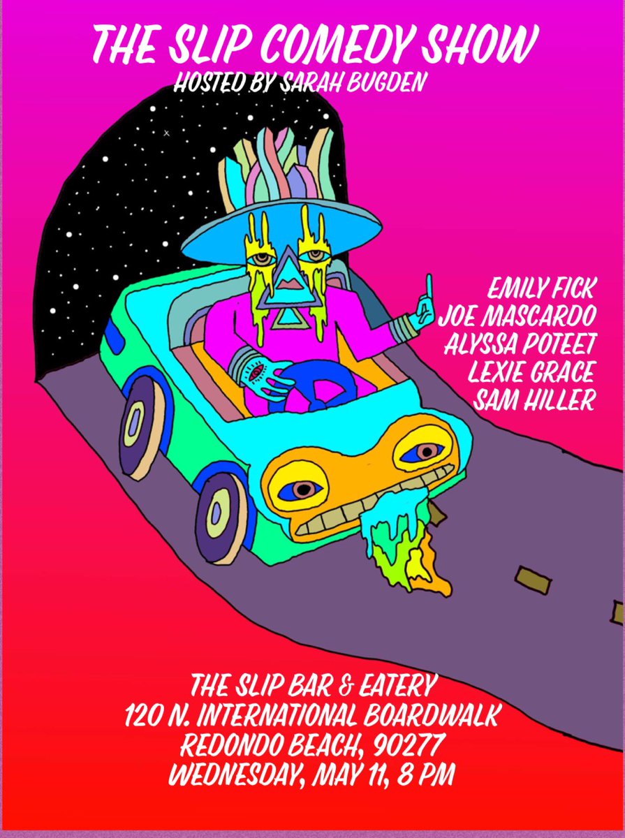 thesarahbugden's tweet photo. Comedy show! 

WEDNESDAY 
Redondo - The Slip - 8-9 
Drinks
Laughs
Healthy and not healthy food options 

@joemascardo 
@completePotweet 
@SmileLexie 
@HamSiller 
Emily Fick 

https://t.co/YLGsNzfSzl https://t.co/IzaEo1OEpY