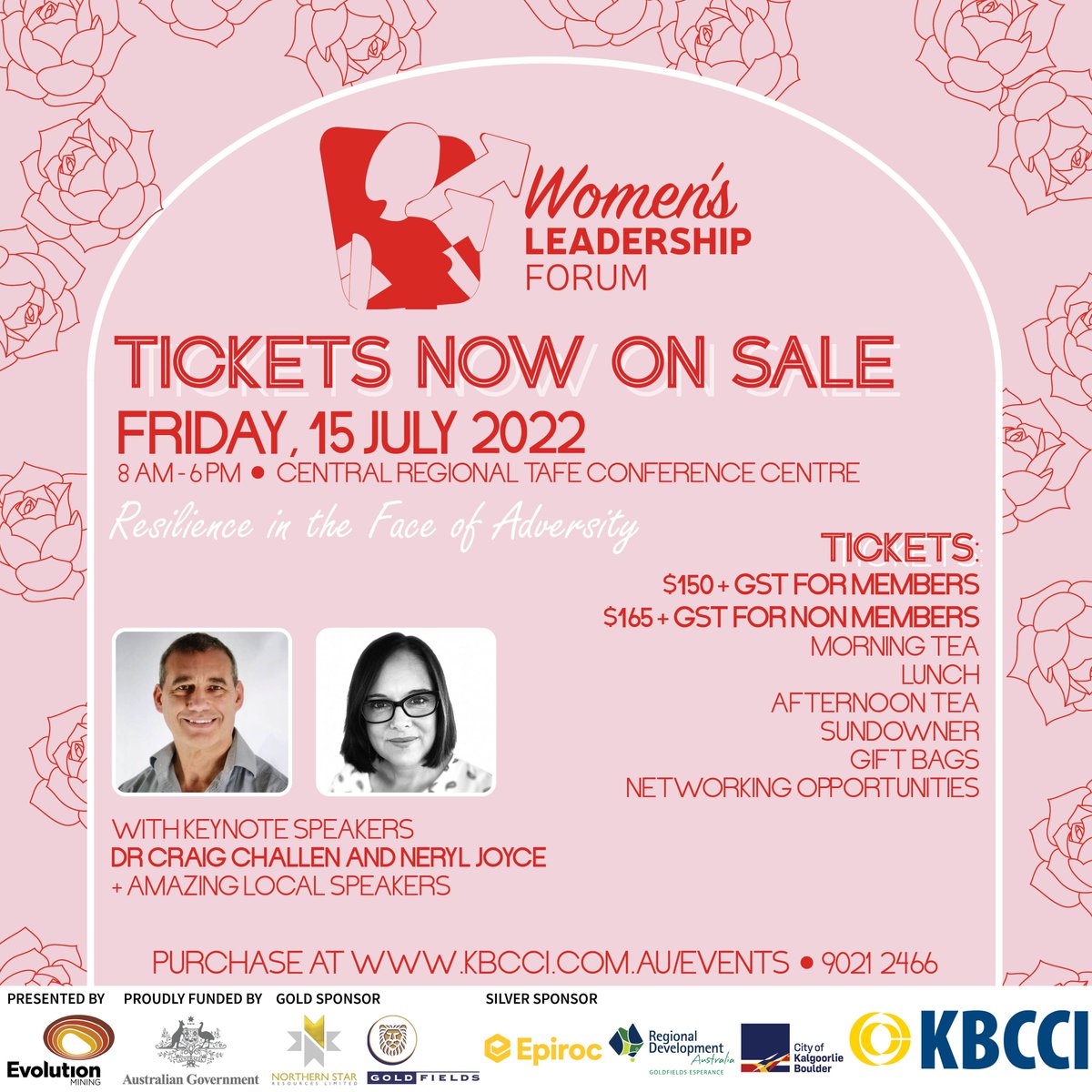 KBCCI_'s tweet photo. Tickets are now on sale for the 2022 Women's Leadership Forum presented  by Evolution Mining! 
Do not miss out, book your tickets now at https://t.co/O2waHnBmEd
#women #forum #Goldfields #leadership https://t.co/Oj5Wa1xpuR