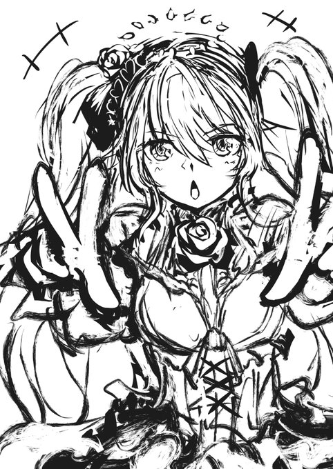 割と気に入ってるざっくり描きアイギス再掲#千年戦争アイギス #アイギスお絵かき 