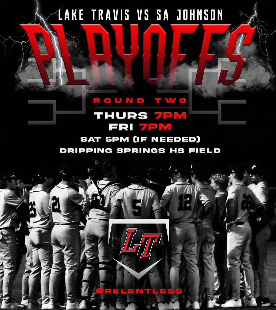 LTCavBaseball's tweet image. 🔥PLAYOFF BASEBALL🔥 

All games at Dripping Springs High School 
Gm 1 Thu 5/12 at 7:00 pm
Gm 2 Fri 5/13 at 7:00 pm 
Gm 3 (if necessary) 
Sat 5/14 at 5:00 pm 

Purchase tickets: dsisdtx.us/Page/2767. Online tickets only, no cash sales.