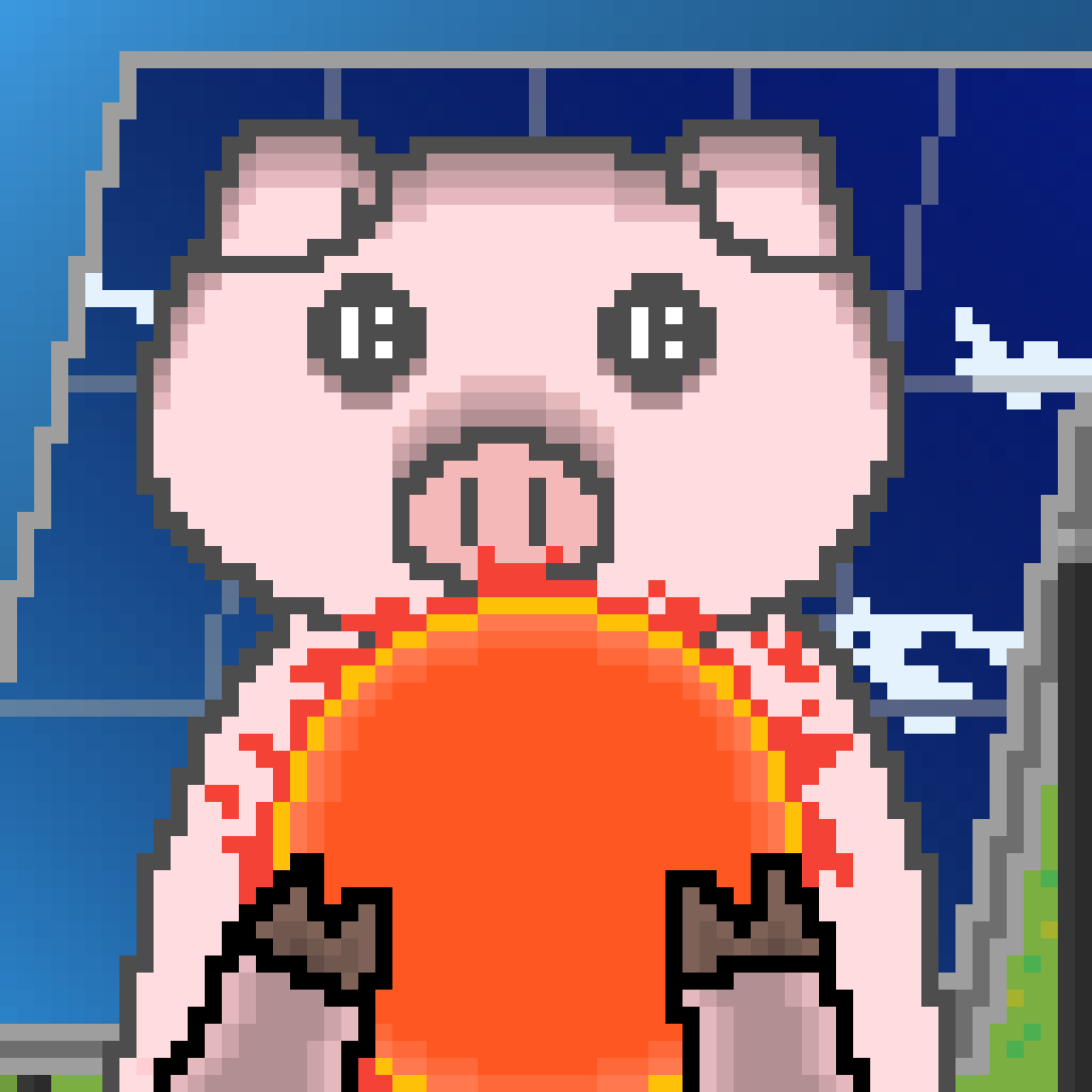 A piggy investor who holds solar energy.

"Solar energy is bound to be in our future. There's a kind of inevitability about it."
—Jim Inhofe

#PiggyIC #NFT #pixelart
