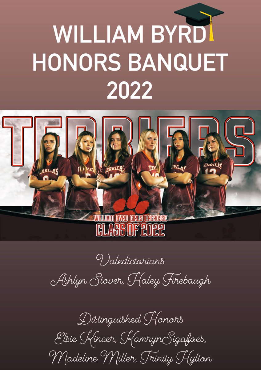 All six of our seniors were honored at tonight’s <a href="/WilliamByrdHigh/">William Byrd High</a> Honors Banquet. We are so proud of our student athletes!