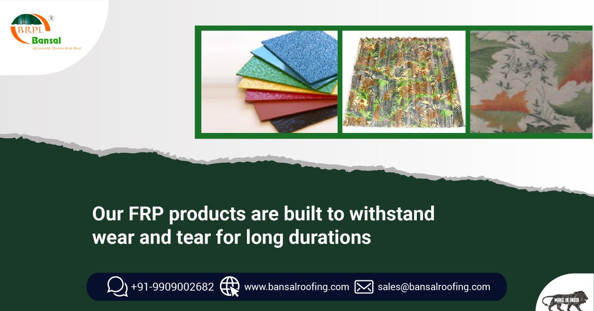 BANSALROOFINGPL's tweet image. FRP products manufactured at Bansal Roofing can sustain extreme weather and wear and tear conditions.  

Choose Bansal for sturdy FRP products.

Connect us today at +91-9909002682 or visit bansalroofing.com

#frp #frpsheets #roofingsheets #bansalroofing #roofingaccessories