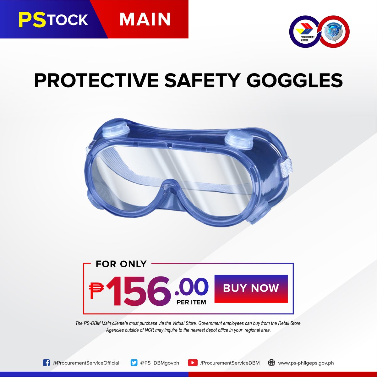 PSDBMgovph's tweet photo. #PStock: The Procurement Service – DBM @PS_DBMgovph Main is offering common-use supplies and equipment including PROTECTIVE SAFETY GOGGLES at an affordable rate, via the Virtual Store for government agencies and the Retail Store for government employees. https://t.co/ncADjIPUyl