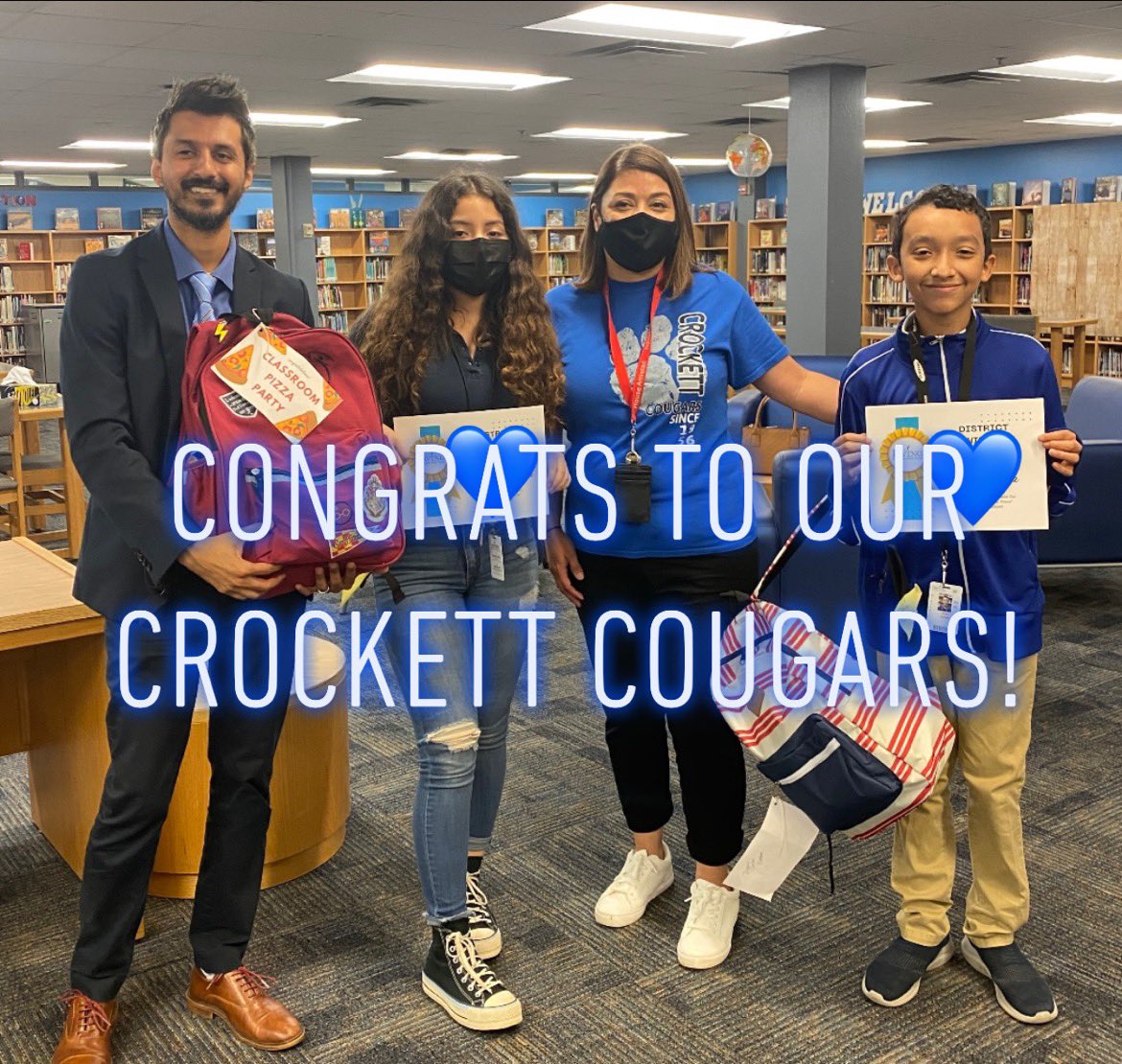 crockettmslib's tweet photo. Beyond proud of our @Crockett_MS Cougars! 
These amazing Ss are our campus winners for the district’s first oratory contest. Together we can RISE to make our community better! 💙💙💙@CMS_MizeELAR @EgoCarpeDiem1 https://t.co/w5gvnivxlw