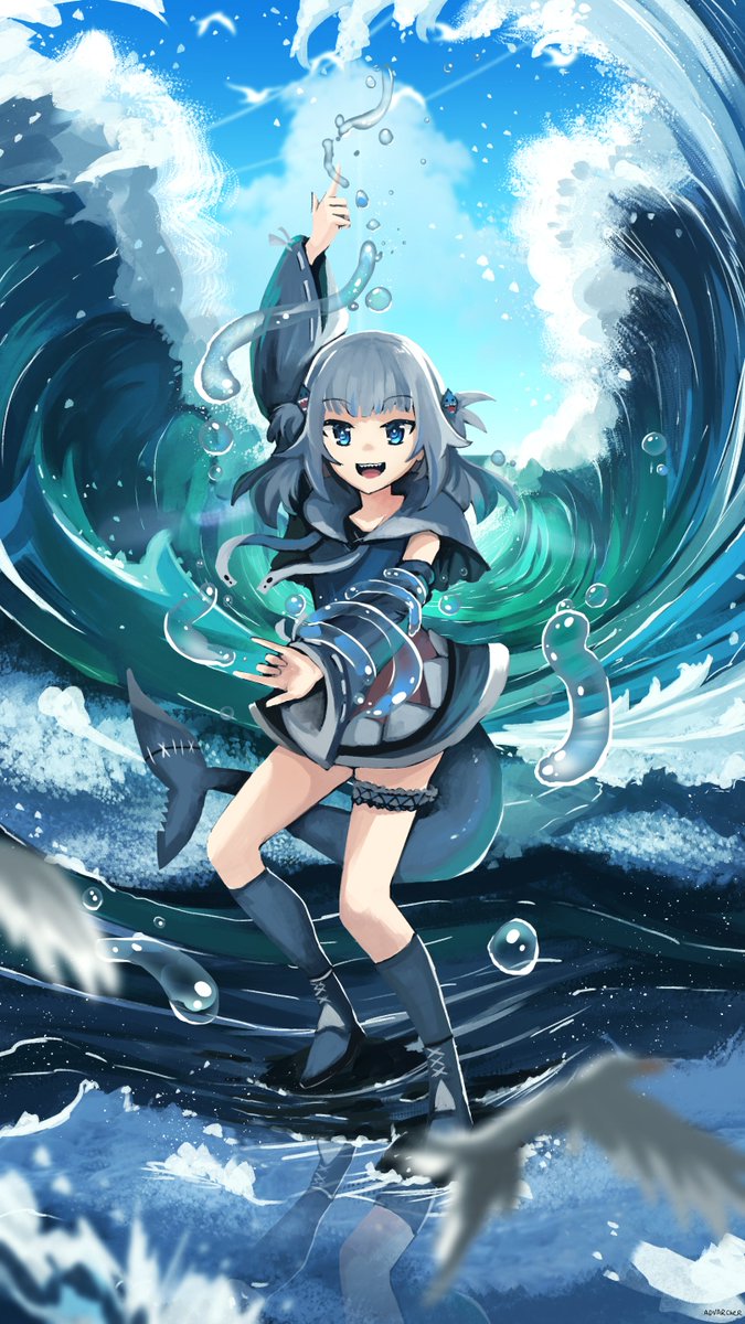 がうるぐら 「Waves

#gawrt 」|advarcherのイラスト