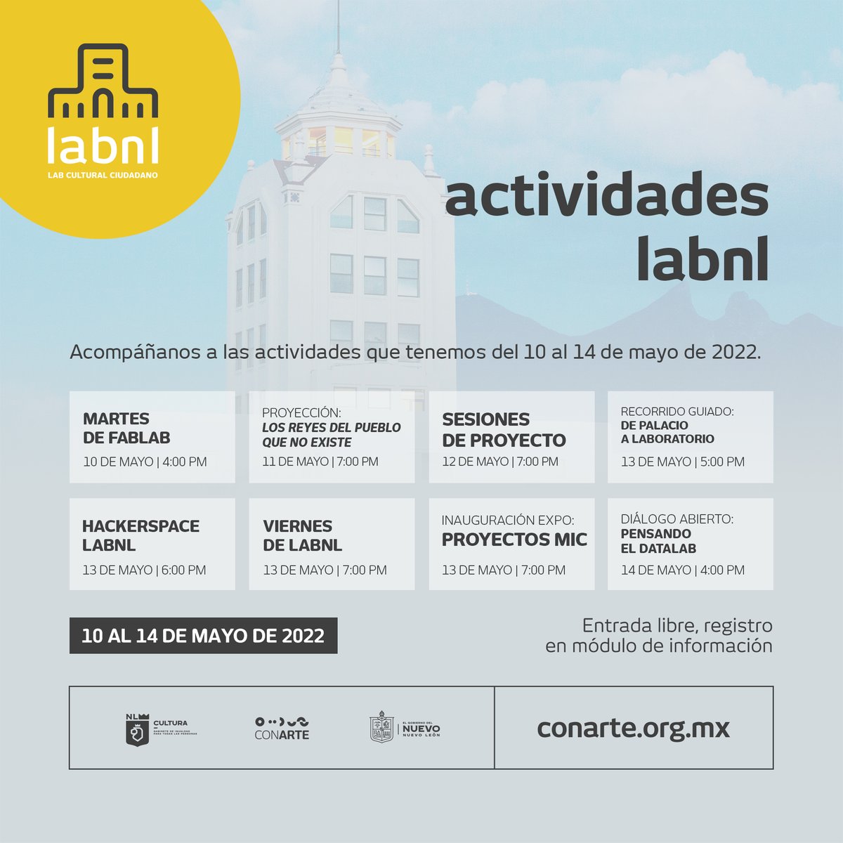 conartenl's tweet photo. Te compartimos e invitamos a las actividades que tendremos en LABNL Lab Cultural Ciudadano del 10 al 14 de mayo.
Llegó el momento de compartir
#ExperimentaLABNL #LABNL https://t.co/0SYX5dri7U
