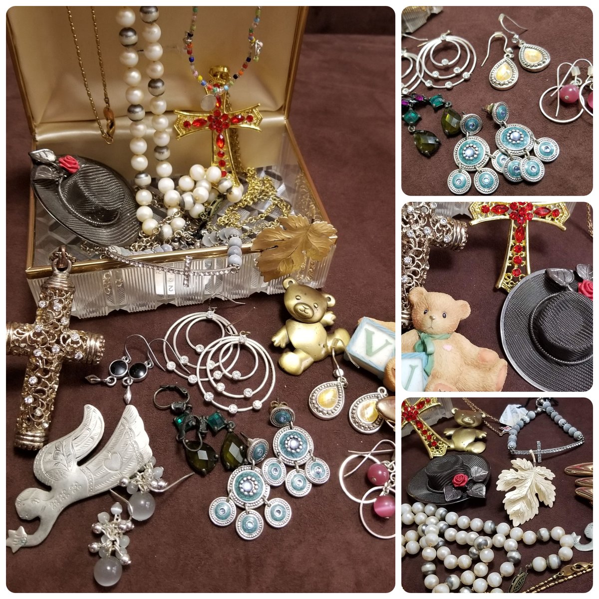 Check out #VINTAGEJEWELRYLOT 19pcs Rhinestones Pearls Brooches Pins Pendants Some Signed  ebay.com/itm/2653315383… via @eBay #brooches #earrings #pins #pendants #rhinestones #jewelrylot #fashionjewelry #treasurechest #grandmasjewerly #funfashion