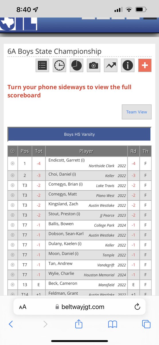 counselorproa's tweet photo. We may not be there in person, but we see you Garrett! Know that we are thinking of you and all rooting for you! Finish strong #ClarkTexas @NISDClark @ClarkCounsDept @ClarkTexasGolf https://t.co/TGSf0x5N2V