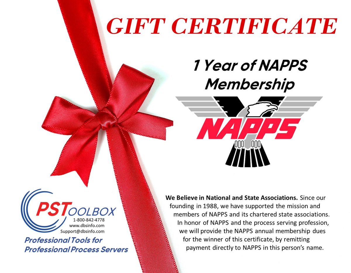 ServerToolbox's tweet photo. Are you going to NAPPS? We are! And because we believe in NAPPS as a great resource for all process servers, we will be raffling away a free year of NAPPS membership! Not a member? We'll make you one! Already a member? We've got your renewal covered! https://t.co/ihV06xOshD