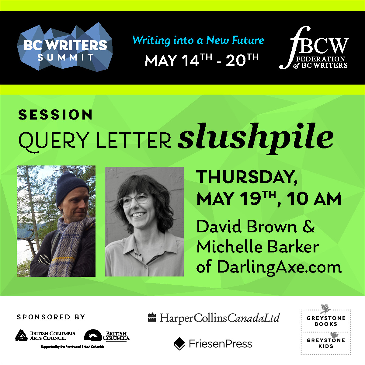 bcwriters's tweet photo. *DEADLINE EXTENDED! If you submit your Query Letter by Fri May 13 - with your Summit Pass you have a chance to have it randomly selected & anonymously reviewed during this live public session.
Register here: https://t.co/V0r8SJnbtE
#fbcw #bcwriters #bcsummit @DarlingAxe https://t.co/2HKX5vrpcn