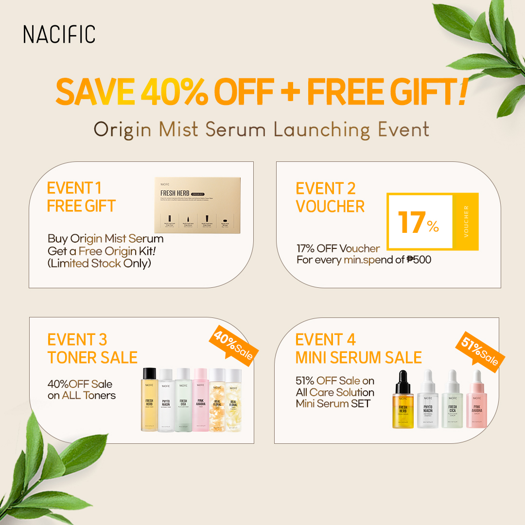 nacific_ph's tweet photo. 𝗘𝘃𝗲𝗻𝘁 𝟮:𝗗𝗜𝗦𝗖𝗢𝗨𝗡𝗧 𝗩𝗢𝗨𝗖𝗛𝗘𝗥🎟
Get 17% Off Shop Voucher
for every min purchase of ₱500!

𝗘𝘃𝗲𝗻𝘁 𝟯:𝗧𝗢𝗡𝗘𝗥 𝗦𝗔𝗟𝗘
Get 40% Off Sale on All NACIFIC Toners😮

𝗘𝘃𝗲𝗻𝘁 𝟰:𝗠𝗜𝗡𝗜 𝗦𝗘𝗥𝗨𝗠 𝗦𝗔𝗟𝗘
Get 51% Off Sale on All Care Solution Serum 4pc Set😍 https://t.co/IaeqYECcrI