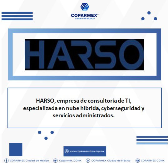 Armando_ZunigaS's tweet photo. ¡La #FamiliaCoparmex sigue creciendo! Damos la más cordial bienvenida a #HARSO, empresa de consultoría de TI, especializada en nube híbrida, cyberseguridad y servicios administrados.
Agradecemos su confianza y estamos seguros que juntos alcanzaremos grandes metas.
¡Bienvenidos!👏 https://t.co/qEyqA2Iefb
