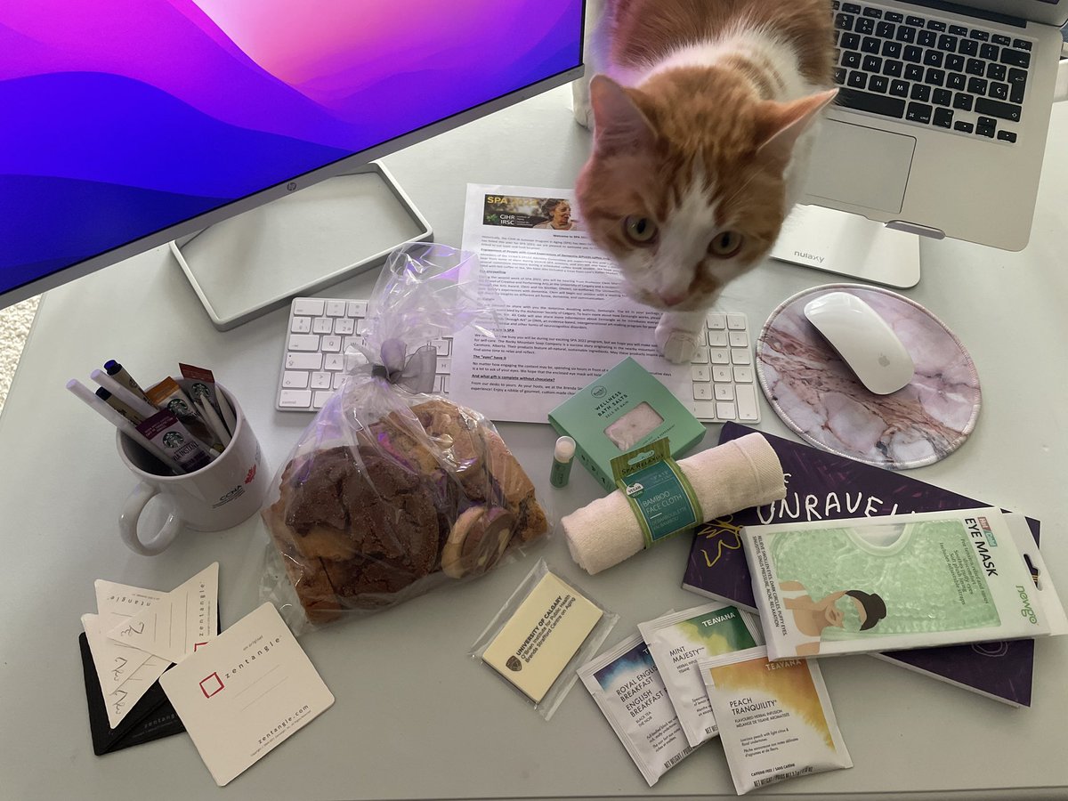 Looking forward to the next two weeks in the Summer Program in Aging organized by <a href="/CIHR_IA/">CIHR Institute of Aging</a>! Even my cat is enjoying the cool package from #spa2022yyc