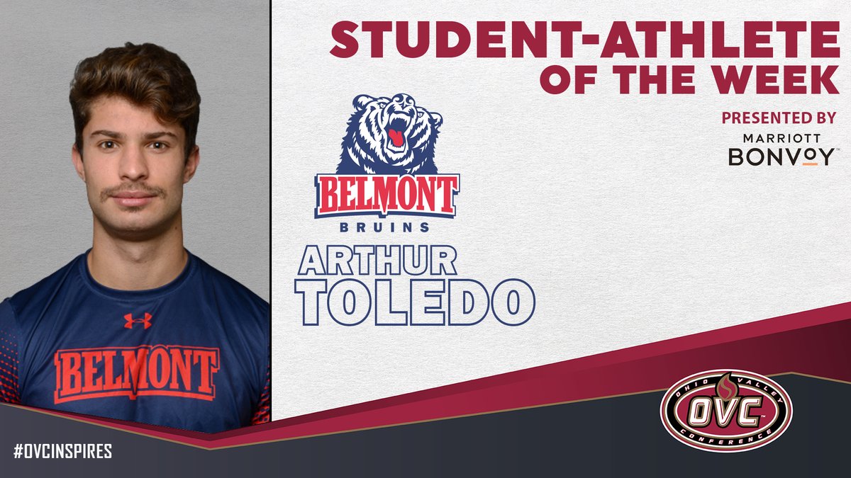 OVCSports's tweet photo. Our @MarriottBonvoy OVC Student-Athlete of the Week is @BelmontTennis senior Arthur Toledo.

Last year he was named to the OVC Commissioner's Honor Roll for his work in the classroom. 

https://t.co/fj0ZjBvc6D

#OVCinspires | @GoBelmontBruins https://t.co/9GTE96Ckkt