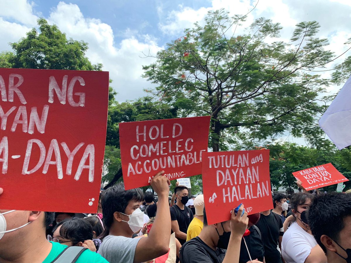 LFS_CSSP's tweet image. TINGNAN: Nagtipon ang iba't ibang sektor sa harap ng @COMELEC Main Office upang kundenahin ang mga anomalyang naganap sa Halalan 2022.

#Halalan2022
#KontraDaya