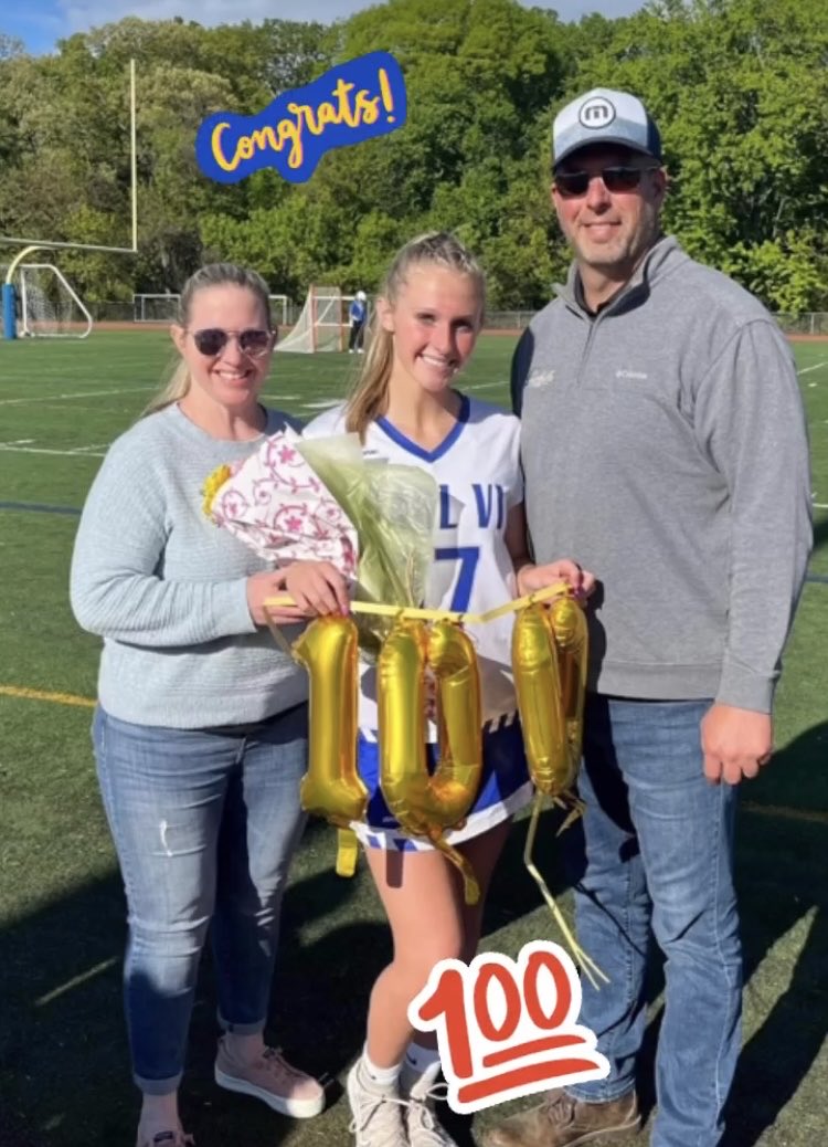 PViWomensLax's tweet photo. Congrats Hannah! 1️⃣0️⃣0️⃣ https://t.co/aHMVQBVtE7