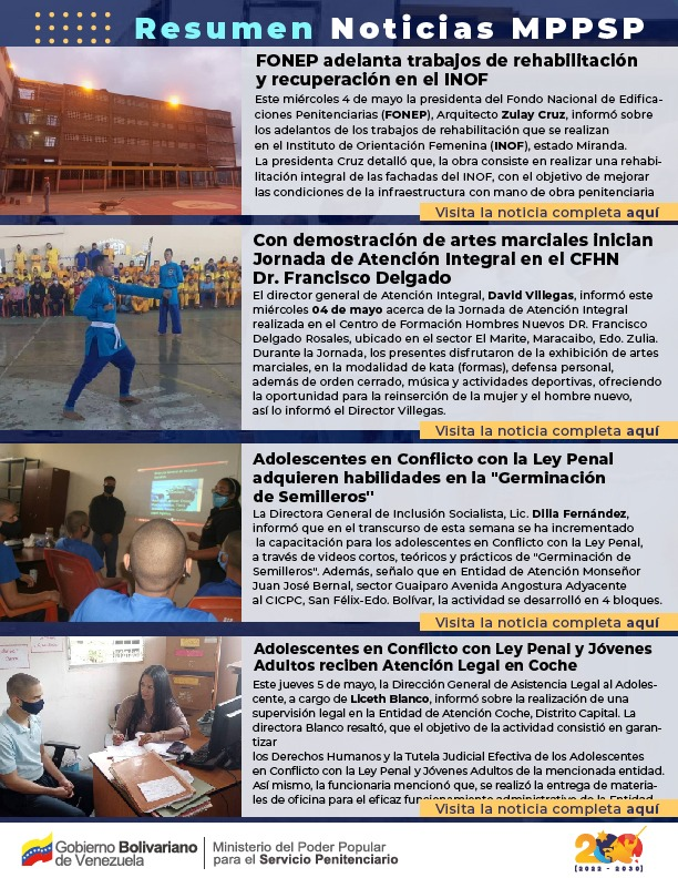 mppsp_vzla's tweet photo. #ResumenMPPSP📢|| Infórmate sobre las actividades más relevantes en materia penitenciaria en Venezuela; con una visión humanista, revolucionaria y socialista en ejecución de políticas públicas en el marco de las 3R.NETS.
#VenezuelaEsPaz https://t.co/v4Y1tASYRy