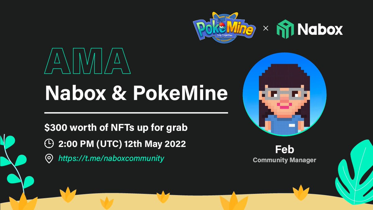 naboxwallet's tweet photo. #AMA with @PokeMineGo 
🗓️12th May 2022 ⏰2:00pm UTC
💲300 worth of #NFTs up for grab!
Come and join us: https://t.co/yUeXRfHdoa

#PokeMine #NFTdrop #Airdrops  #NFTGiveaways #NFTCommunity https://t.co/CgiEIcIVTt