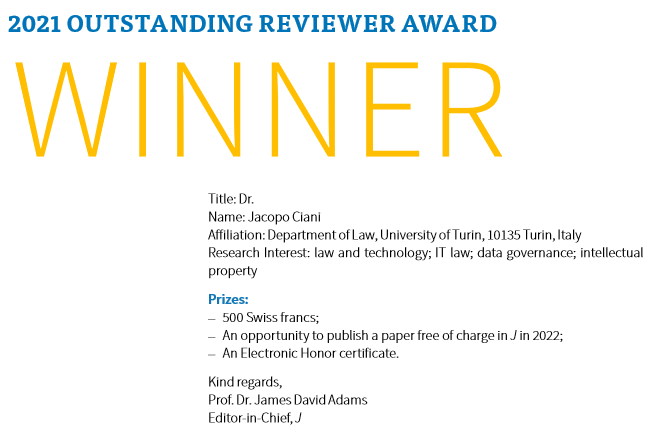 🏆We are pleased to announce the winners of the J 2021 Reviewer Award. 

🔗mdpi.com/journal/J/awar…

We also would like to gratefully acknowledge the time and energy dedicated by reviewers in checking the manuscripts submitted to J.