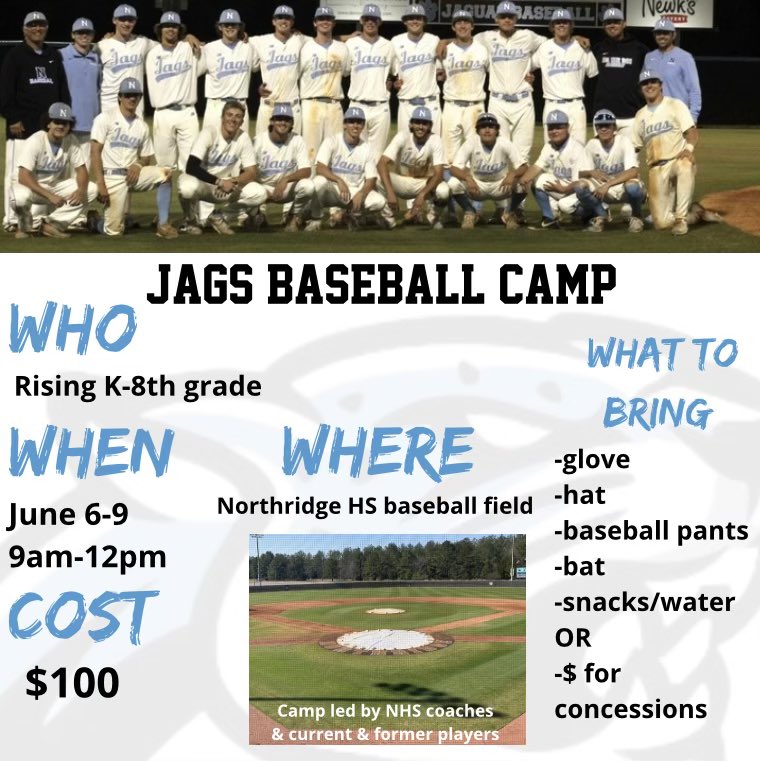 Reserve your spot for our Jaguar baseball camp!!! forms.gle/e3YPqEgqMj8iQ4…