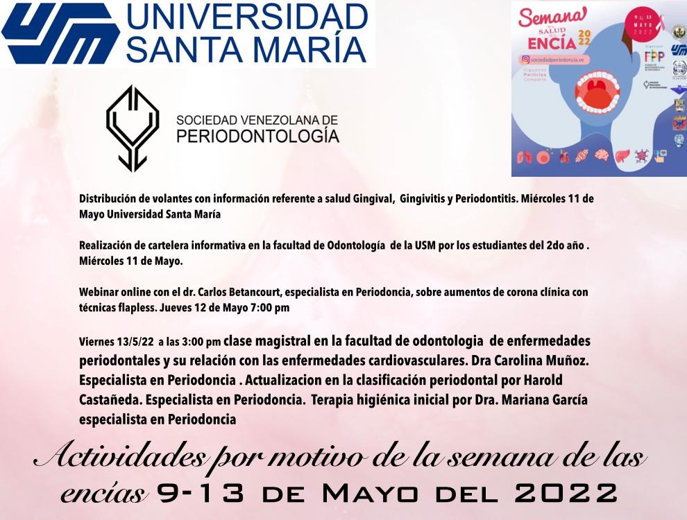 svperiodoncia's tweet photo. En la celebración de la Semana de la Salud de la Encía la @usm_vzla nos trae un ciclo de conferencias con @carolinitamunoz la Dra. Mariana Garcia. @haroldec @cbetancourtod #Encia #Salud #Odontologia https://t.co/M43BPYXx8T