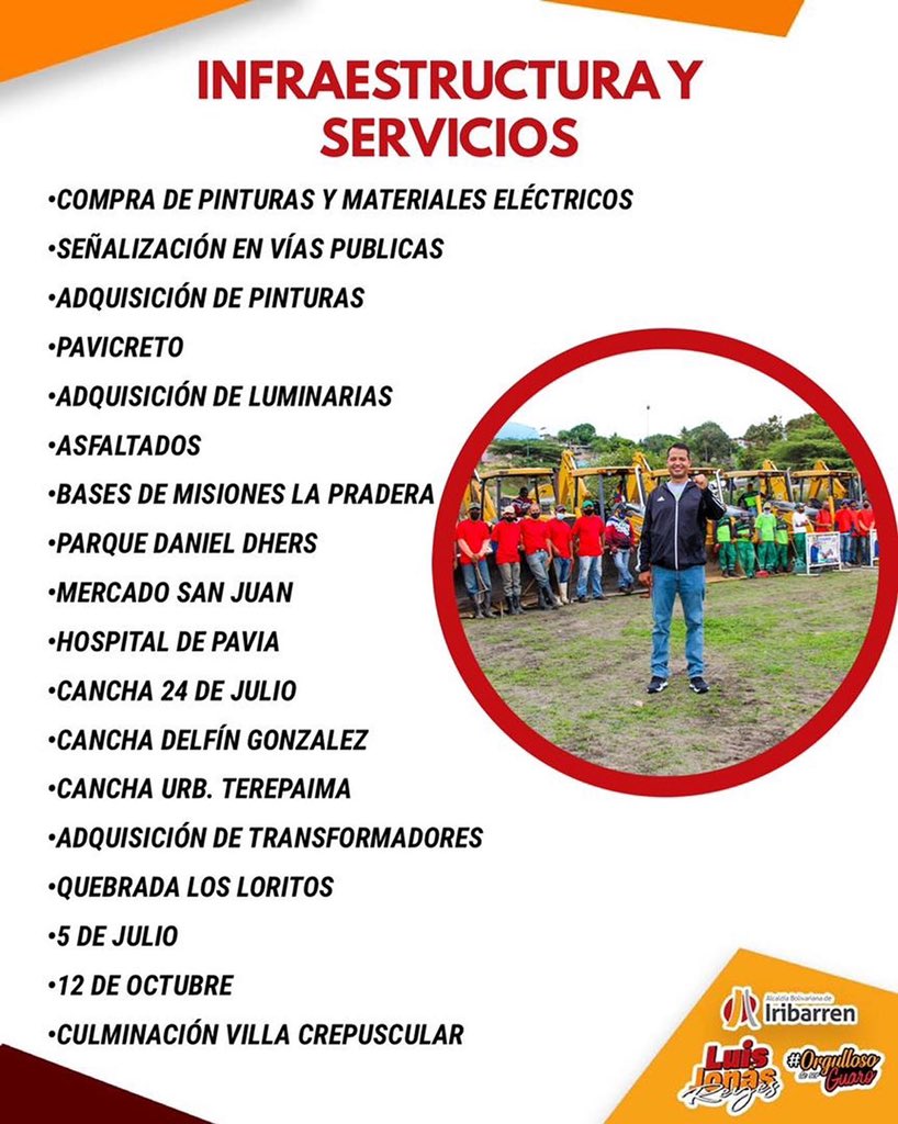 LuisJonasReyes's tweet photo. Jornada histórica en nuestro municipio #Iribarren. Se inicia ofensiva en 5 áreas solicitadas por nuestro pueblo con una inversión superior a los 11 millones 500 mil BsD. Nosotros seguimos trabajando sin descanso #JuntosVamosPorMás 1/2 https://t.co/hO6R1UOjEE
