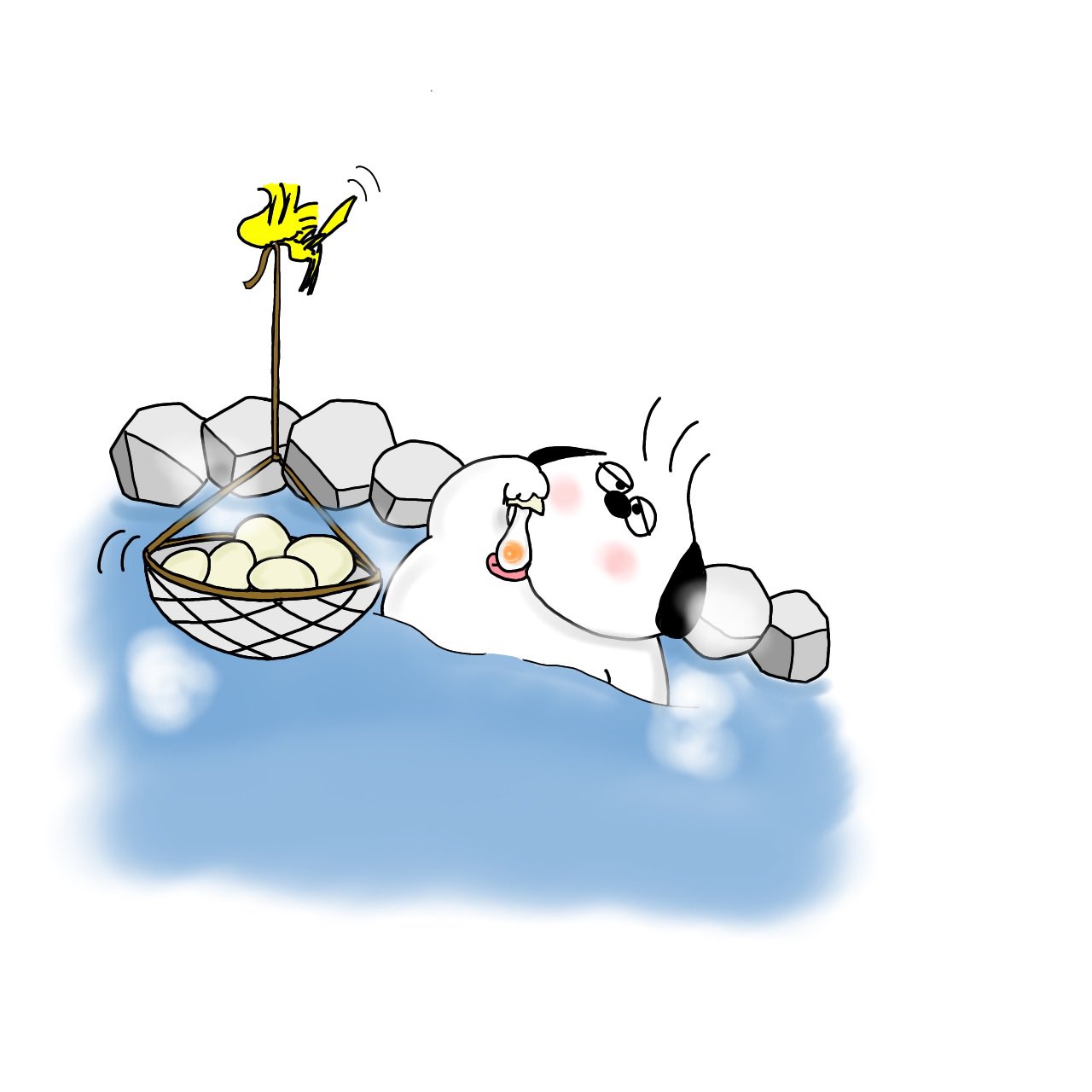 Wlfa Snoopy Day439 温泉卵を食べるオラフ 100日後も食べるオラフ デジタルイラスト T Co No4bd3v2jh Twitter