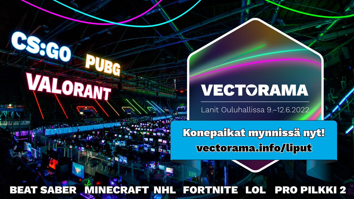 VectoramaLAN's tweet photo. Hei Hoi Hauki!
Vectoramaan on vielä tarjolla vapaita konepaikkoja!
Jos sinulla tai kaverillasi ei ole vielä paikkaa kesäkuun parhaille laneille, niin käykääpäs kipin kapin ostamassa!
Lippukauppaan: https://t.co/u1kONihxQO
#vectorama #vectorama2022 #lanparty #lanit #oulu https://t.co/xNoiV5EC1L