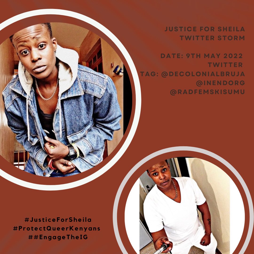 Its one year now since Joash was Murdered still no justice served. Recently ,Sheila  was brutally murdered and the justice system is not responding to this. #EngageTheIG #ProtectQueerKenyans🇰🇪🏳️‍🌈  #JusticeForSheila🕯 @DCI_Kenya @CMRSLTrust @FemnetProg @Queerly_So @DecolonialBruja