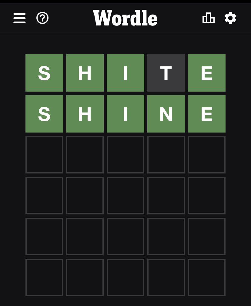 WillLooney's tweet photo. Today’s Wordle starter word was shite. https://t.co/bgUktQq8p6