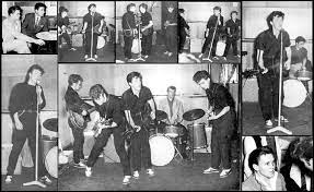 crockpics's tweet photo. The Silver Beetles (John Lennon, Paul McCartney, George Harrison, Stuart Sutcliffe, and Tommy Moore) auditioned for promoter Larry Parnes and singer Billy Fury for a job as Fury's backing group, May 10, 1960. https://t.co/xU5McQXZg1