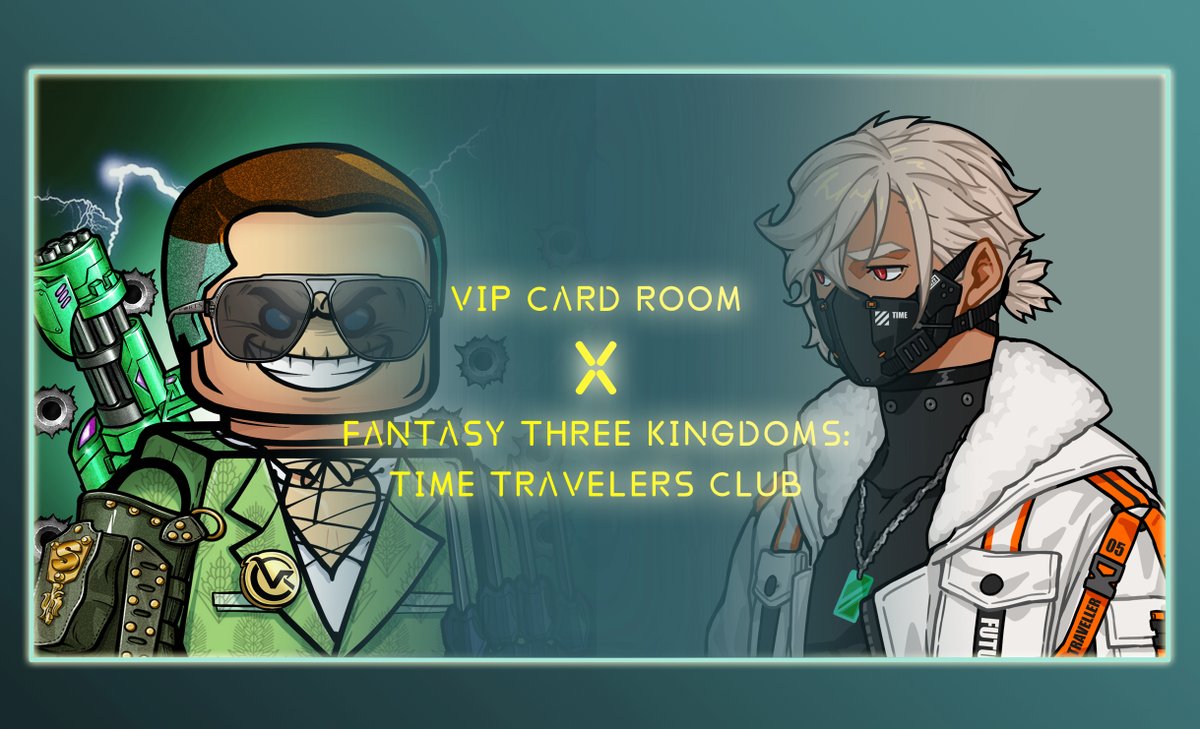 vipcardroom's tweet photo. VIP Card Room x F3K: Time Travellers Club

We are pleased to team up with @fantasy_3k to give away some WL spots from F3K: Time Travellers Club.

To enter:
1⃣Follow both @vipcardroom and @fantasy_3k
2⃣❤️&amp; RT &amp; Comment
3⃣Join VCR Discord: https://t.co/b6GQ5bCvfo to find out more https://t.co/df4gPcGxGA