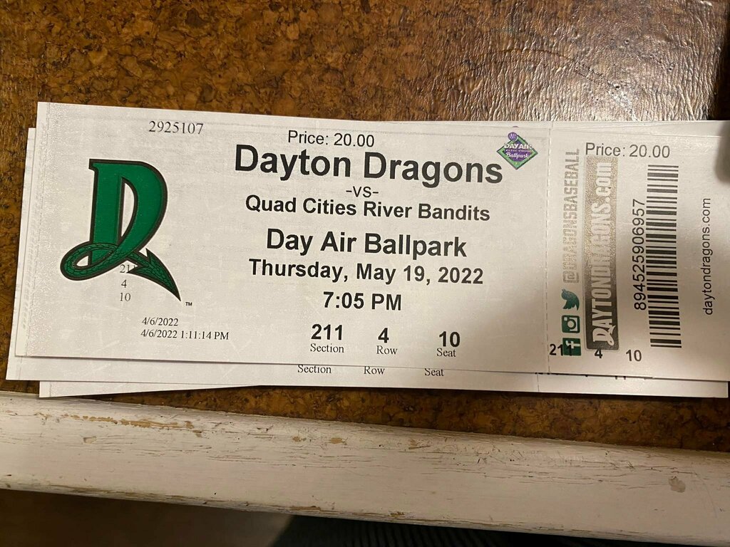 I have 4 tix to the may 19 Dayton Dragons game up for grabs. Night game great time of year and Dragons are #1 in the MidEast Minor League.
The game we went to recently was super fun! instagr.am/p/CdXJLogM3RI/