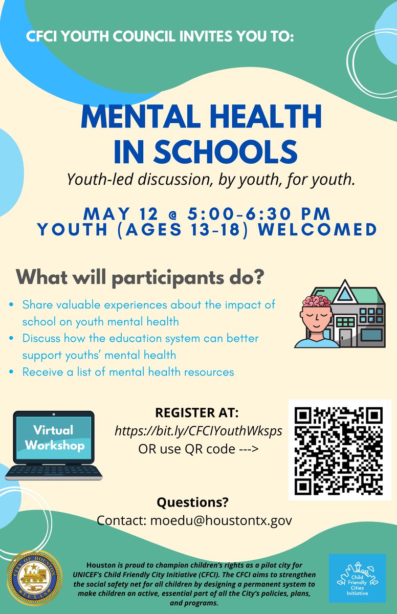 LooktoSuccess's tweet photo. CFCI Youth Council's Mental Health In Schools discussion Thursday May 12th Ages 13-18
Youth-led discussion about the impact of school on youth mental health. Discuss how the education system can better support youths’ mental health. RSVP at https://t.co/Zy1nUFnyha https://t.co/e5B23rj2HW