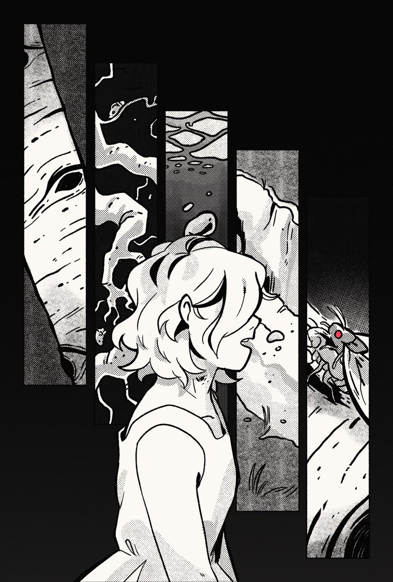 in honor of #webcomicday im going to post about my senior project comic! its a 60+ page b/w comic about coming back from the dead and being haunted by your own ghost

link below! 