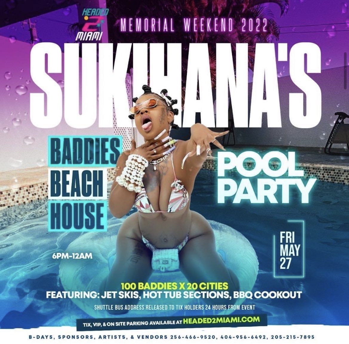 Suki WITH THE GOOD COOCHIE on X: ☀️❌️SUKIHANAS Baddies Beach House POOL  PARTY❌️☀️💦 Featuring: 100 Baddies from 20+ Cities 🌎 Pool 🌊& Beach Party🌴  😎 • Jet Skis🚤 x Paddle Boats ×