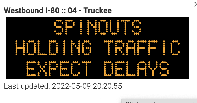 KCBSAMFMTraffic's tweet photo. #TheSierra #I80 Traffic is being HELD near #DonnerLake due to multiple spinouts. Once it reopens there is #ChainControl from #Kingvale to #Truckee. #KCBSTraffic 📷: #Caltrans https://t.co/WVJxqhRW0E