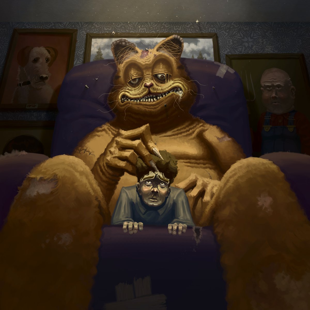 wyattsailors's tweet photo. It's lap time, Jon.

#HorrorArt #digitalart #digitalillustration #creepypasta #creepyart #horror #garfield #gorefield #imsorryjon https://t.co/A6AM45j87d