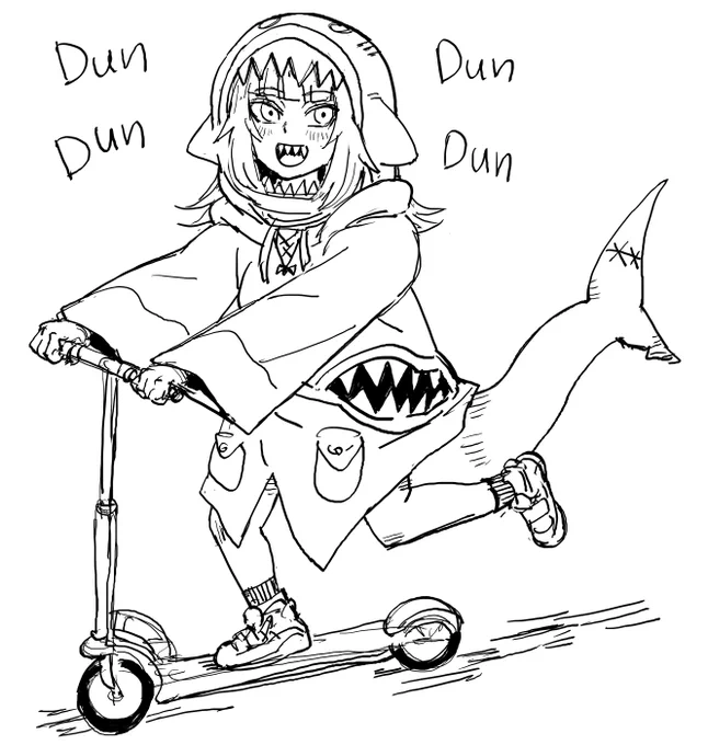 Some drawings I did from requests during the stream today. Requests:
1. Stupid shark riding stupid scooter (request was shark riding scooter but I drew the stupid shark)
2. Big tiddie glasses girl in ribbed sweater (I added 3rd eye)
3. Helltaker girl (no one asked for tentacles) 