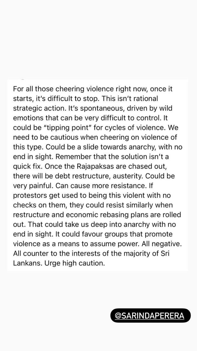 Emotions are running high but here’s a great piece by <a href="/sarindaperera/">Sarinda Perera</a> reminding us that violence is a doom spiral. Once it starts, it’s hard to reign it in as every little thing acts as a trigger for more. We need to stop, breathe, think. We need to be the bigger people.