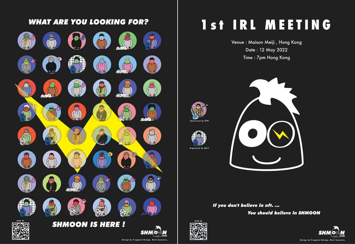 ShmoonClub's tweet photo. spread the word to your #shmoo #Nfts friends,
See you on May 12 in HK !
1st ever IRL meet-up๐ฅfor all shmoo holders !
ๅ็ปไฝ ็ shmoo ๆๅๅ
5ๆ12ๆฅ่ง๏ผ
#shmoon @DDROPgg @_soulshift https://t.co/mXfB6PkWSe
