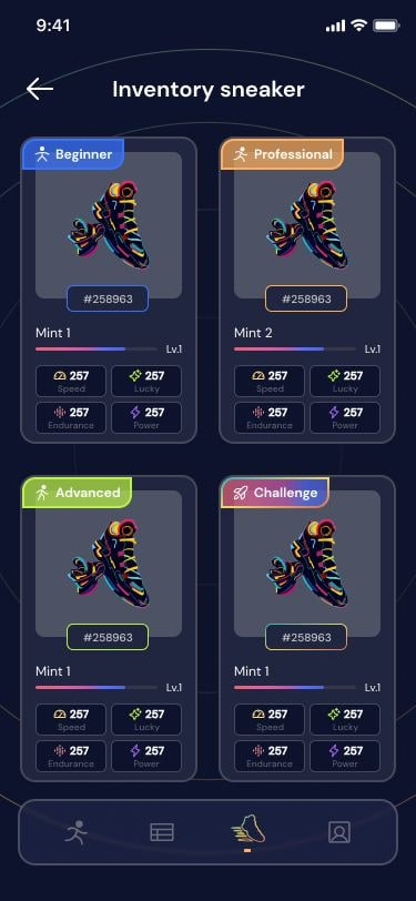 marathonb_main's tweet photo. 👟We have 4 types of shoes with different levels of training, from beginner to professional. You can understand that, this is also the rarity of shoes.
Sneaker attributes
⚡️1. Speed
🎰2. Lucky
🛹3. Endurance
💪4. Power
Let's take a quick look at our Inventory on App
#Move2E https://t.co/fBoje4lEYp