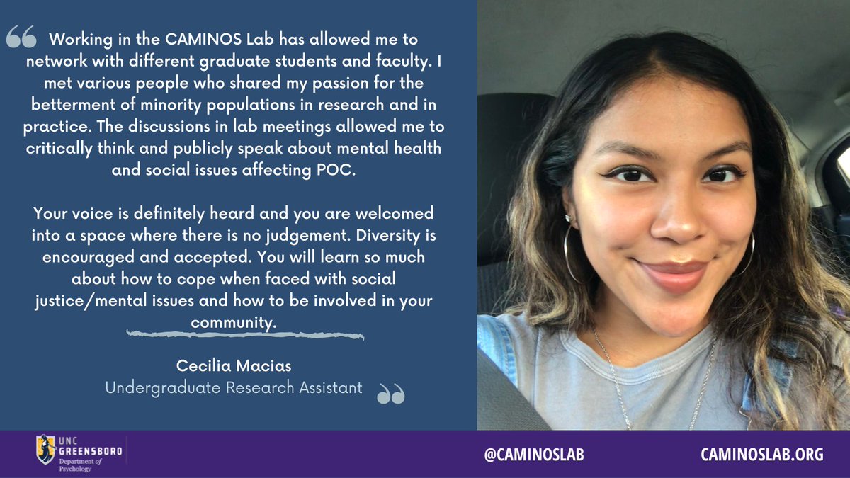 Grateful for all of @uncg's incredible undergrads. Sharing some more quotes from our <a href="/UNCG/">UNCG</a>_Psych Caminos alumni on why supporting #research is so important! Happy graduation, everyone!