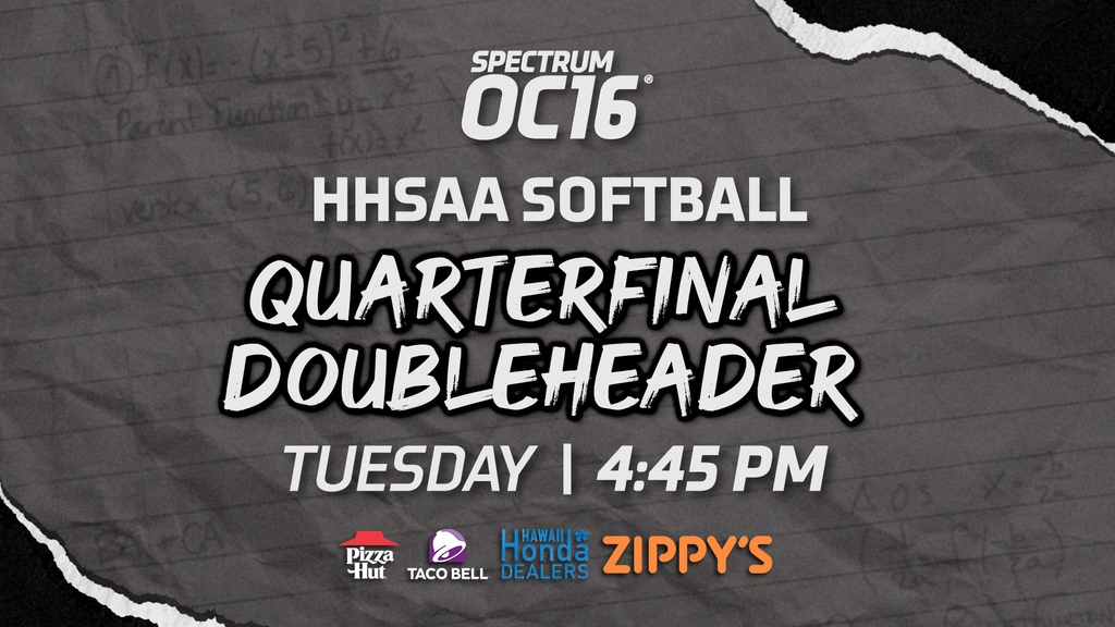 OC16Sports's tweet photo. Tuesday, we kick off our coverage of the HHSAA softball tournament with a quarterfinal doubleheader live at 4:45 PM!⁠

Game 1: Campbell vs Iolani
Game 2: Kaiser vs Kapolei
⁠
#spectrumoc16sports #HHSAAsoftball #hawaiisoftball https://t.co/RjCY0kRbM3