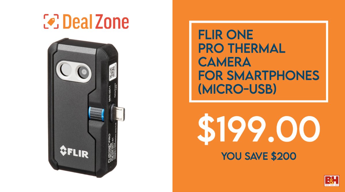 BHDealZone's tweet photo. Only $199.00 for the @flir One Pro Thermal Camera for Smartphones (Micro-USB) https://t.co/sNucafTSHU You save $200! https://t.co/aD6HgbHQqt