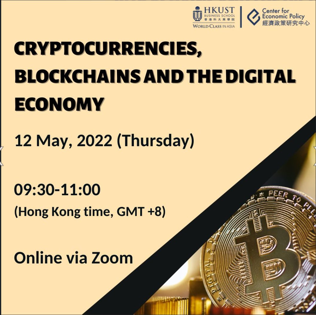 alz_zyd_'s tweet photo. HKUST (where I grew up!) is running a panel on cryptocurrencies, blockchains, and the digital economy, this Thursday May 12th! (Wed evening US time). Panel has me, Yanzhen Chen at HKUST, Ben El-Baz at HashKey, and Christine Parlour at Berkeley 

https://t.co/pw3dDB8fHz https://t.co/fQY3vc7k84