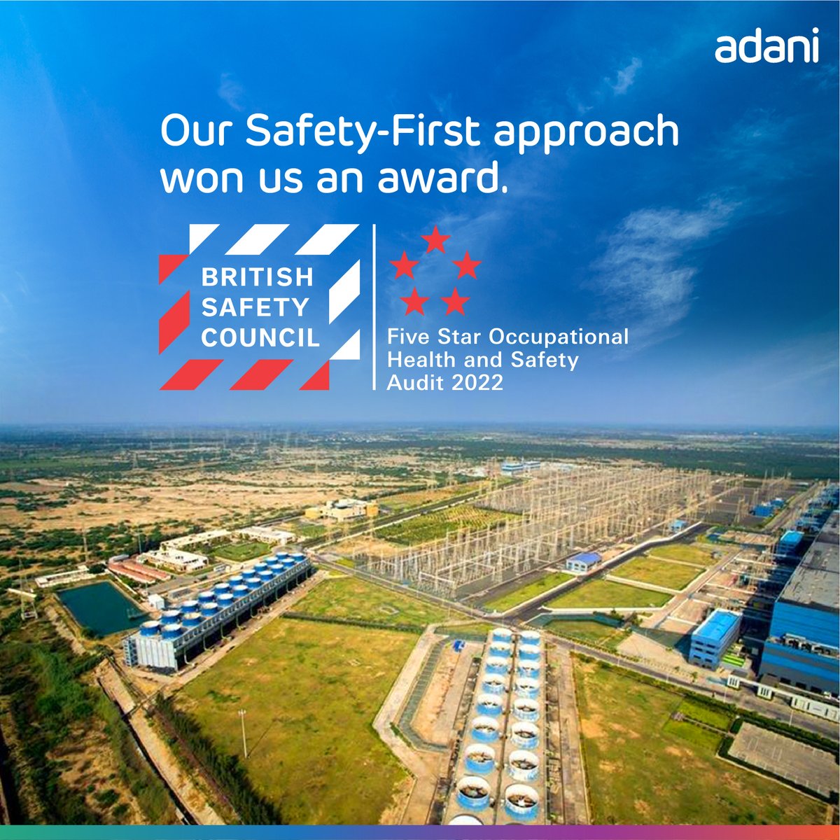 Adani Power, an Adani Group company, has been awarded the highest recognition from British Safety Council and received a Five Star Rating for its Safety-First approach in Mundra Power Plant.
#Health #Safety #SafeWorkplace